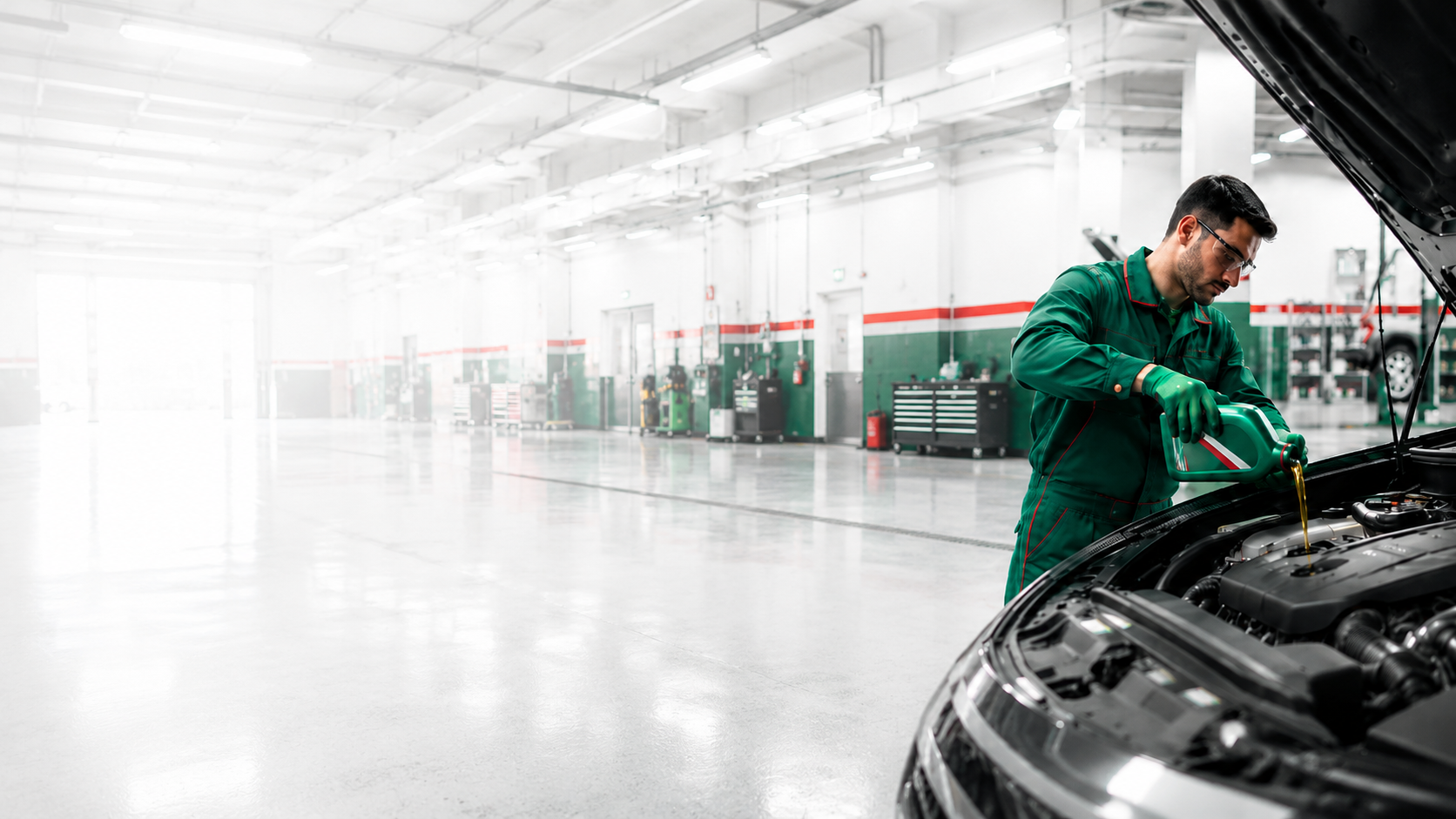 Castrol service technician working on a vehicle